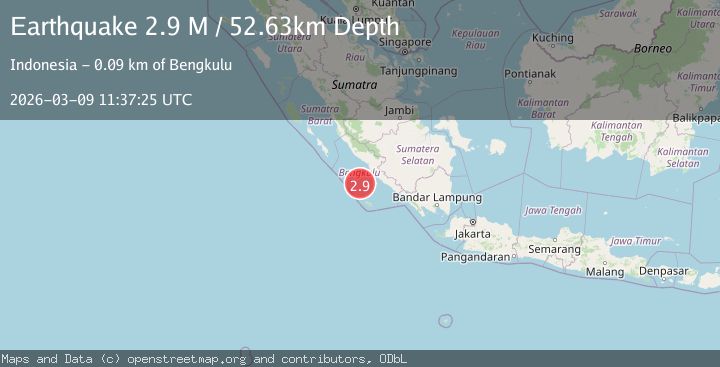 Map of southern Sumatra, Indonesia