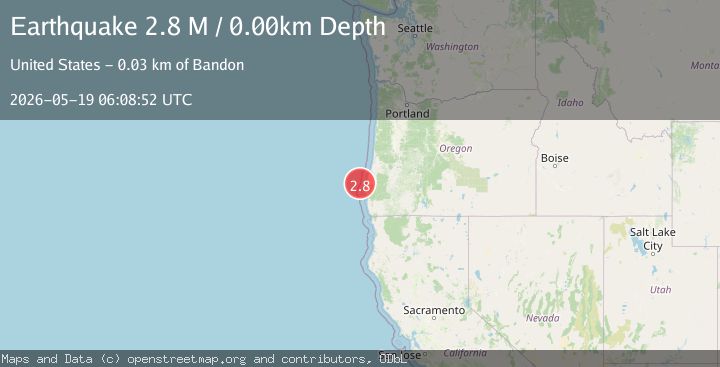 Map of offshore Oregon