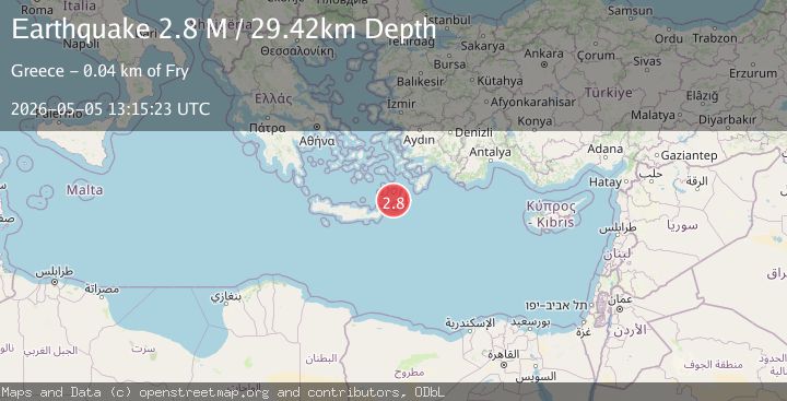 Map of Offshore Crete, Greece