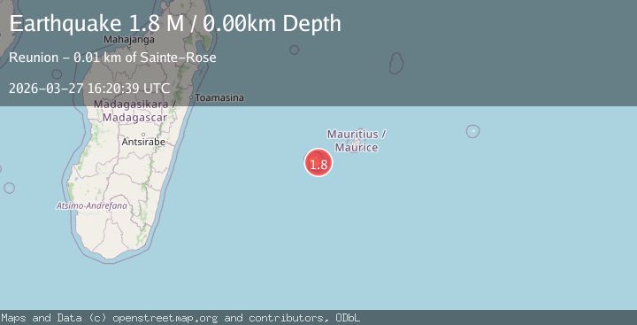 Map of Mauritius - Reunion region