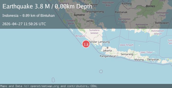 Map of southern Sumatra, Indonesia
