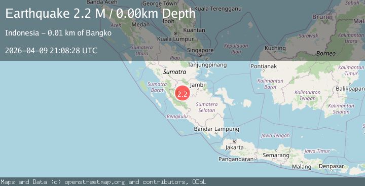 Map of southern Sumatra, Indonesia