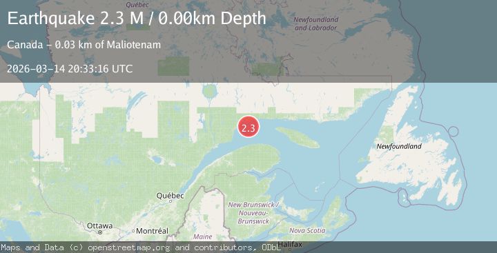 Map of Gaspe Peninsula, Quebec, Canada