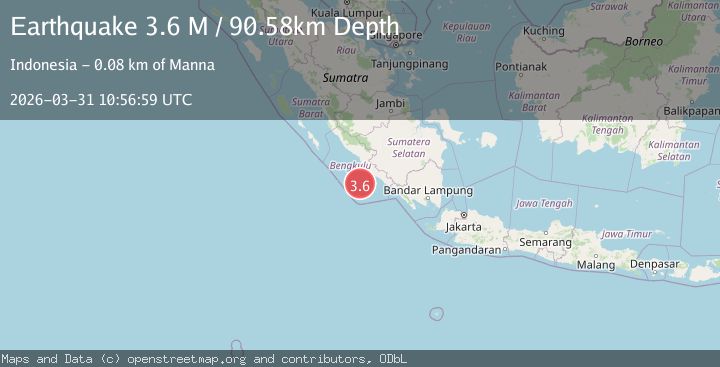Map of southern Sumatra, Indonesia