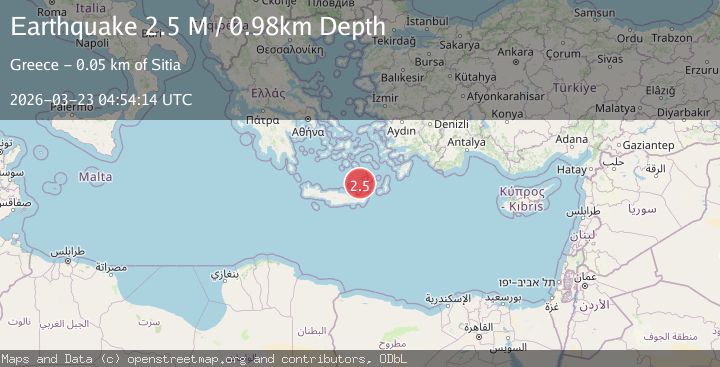 Map of Offshore Crete, Greece