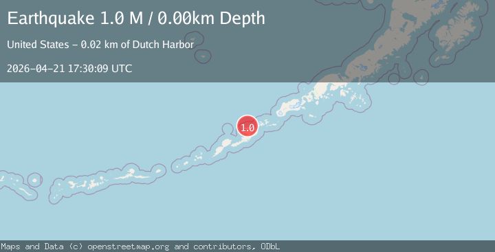 Map of Fox Islands, Aleutian Islands, Alaska