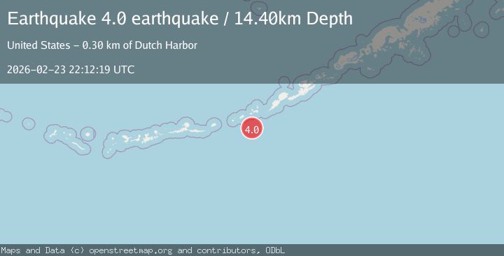 Map of Fox Islands, Aleutian Islands, Alaska