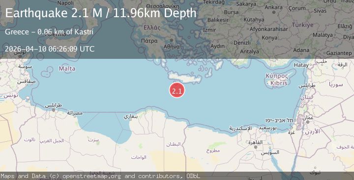Map of Offshore Crete, Greece