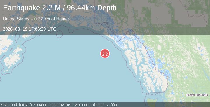 Map of off the coast of Southeastern Alaska