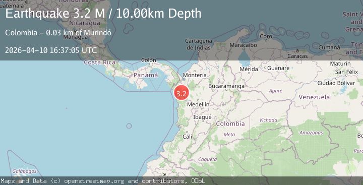 Map of near the west coast of Colombia