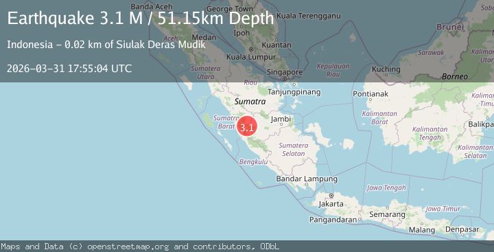 Map of southern Sumatra, Indonesia