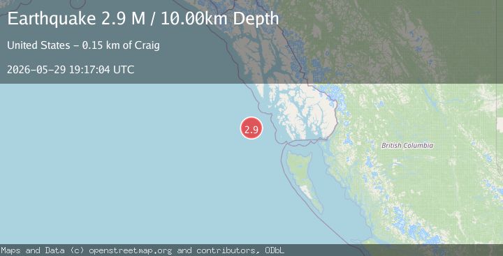 Map of off the coast of Southeastern Alaska