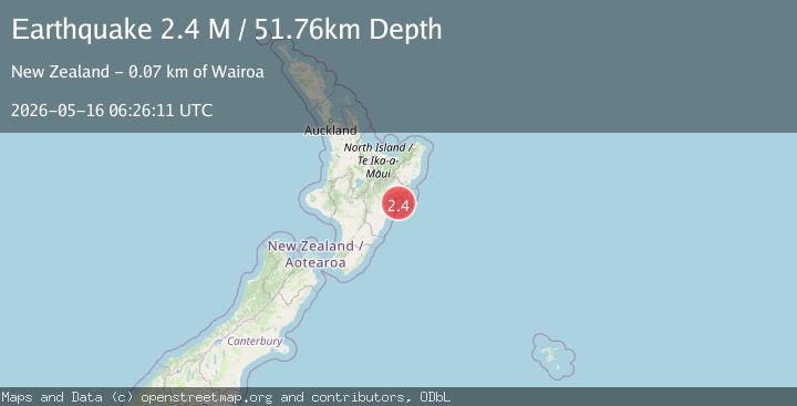 Map of off the east coast of the North Island of New Zealand