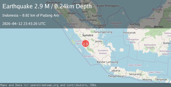 Map of southern Sumatra, Indonesia