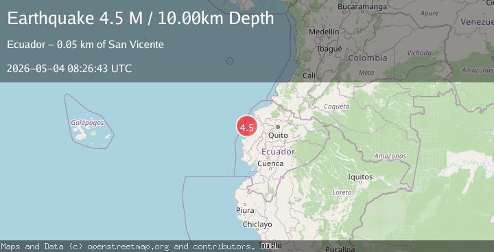 Map of near the coast of Ecuador