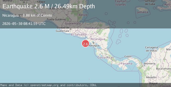 Map of near the coast of Nicaragua