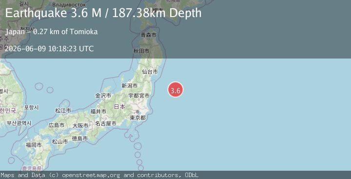 Map of off the east coast of Honshu, Japan