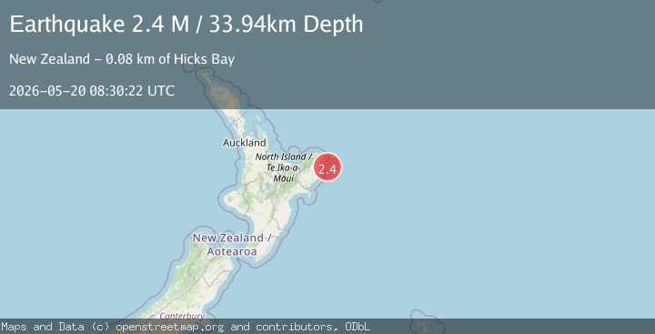 Map of off the east coast of the North Island of New Zealand