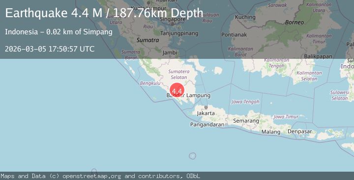Map of southern Sumatra, Indonesia