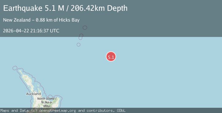 Map of south of the Kermadec Islands