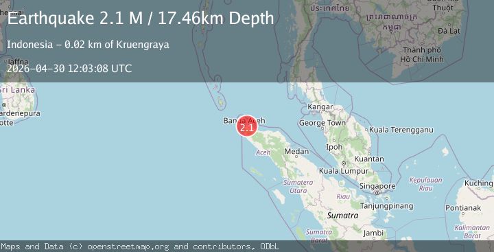 Map of northern Sumatra, Indonesia