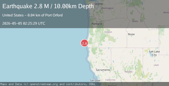 Map of offshore Oregon