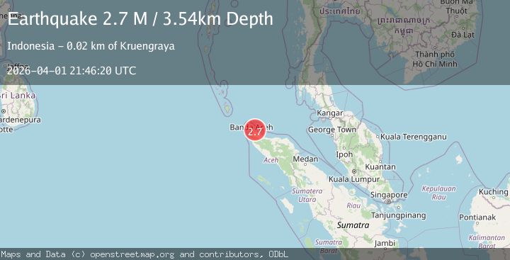 Map of northern Sumatra, Indonesia