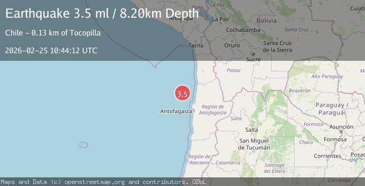 Map of off the coast of Antofagasta, Chile