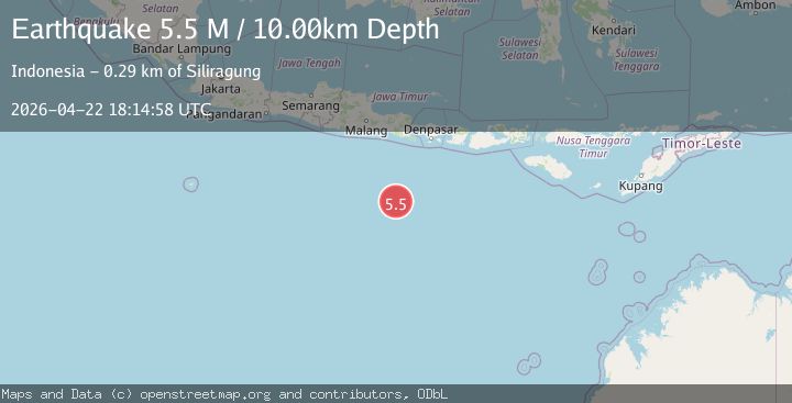 Map of south of Java, Indonesia