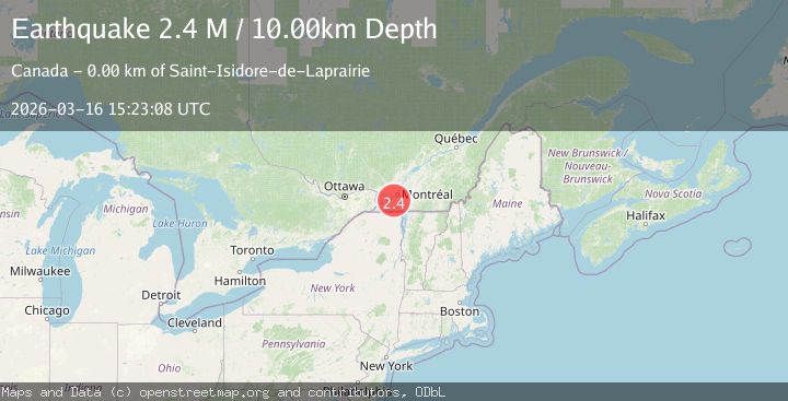 Map of southern Quebec, Canada