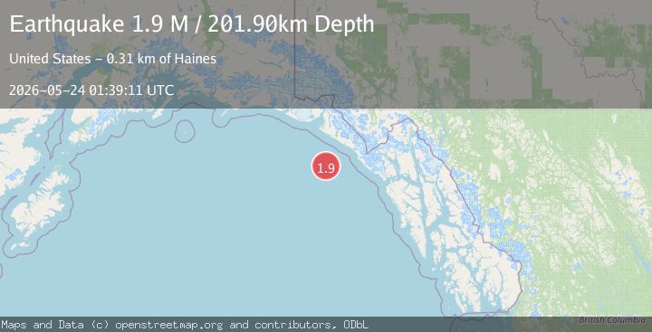 Map of off the coast of Southeastern Alaska
