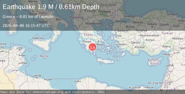 Map of Peloponnese Region, Greece