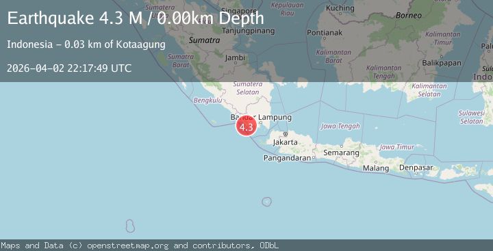 Map of southern Sumatra, Indonesia