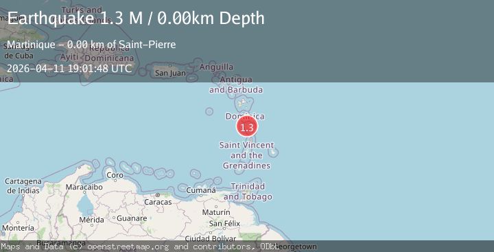 Map of Martinique region, Windward Islands