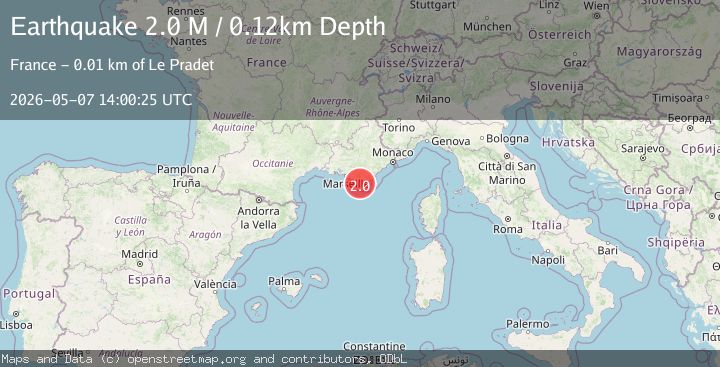 Map of near the south coast of France