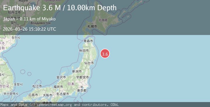 Map of off the east coast of Honshu, Japan