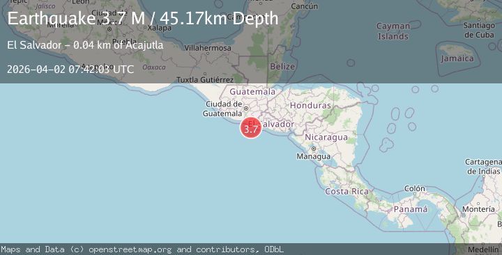 Map of offshore El Salvador