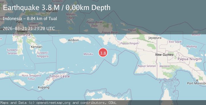 Map of Kepulauan Aru region, Indonesia