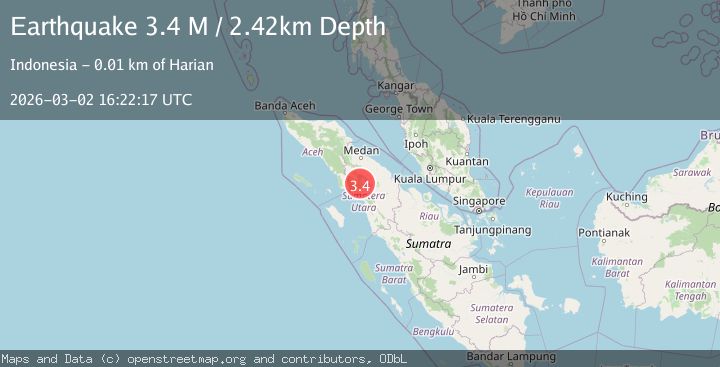 Map of northern Sumatra, Indonesia