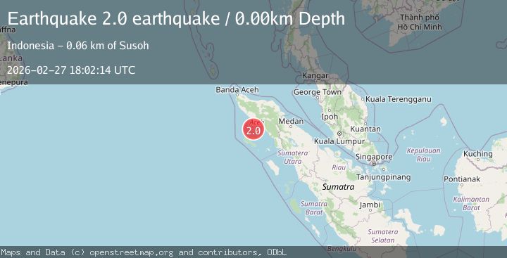 Map of northern Sumatra, Indonesia