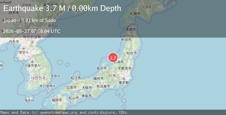 Map of near the west coast of Honshu, Japan