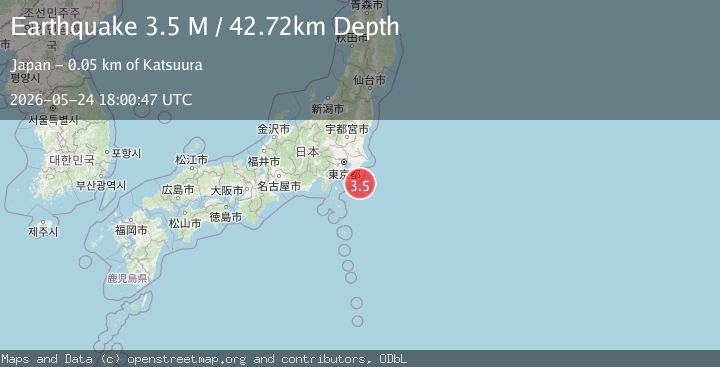 Map of near the east coast of Honshu, Japan