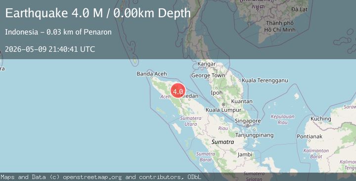 Map of northern Sumatra, Indonesia