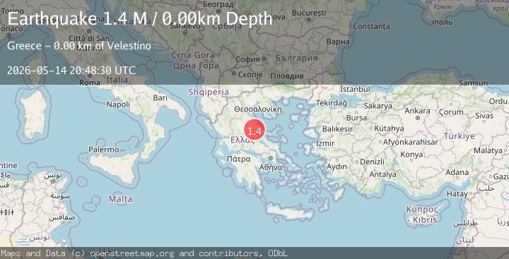Map of Thessaly Region, Greece