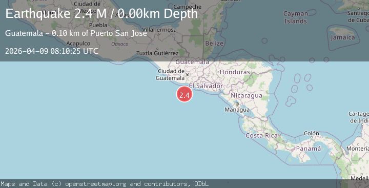 Map of near the coast of Guatemala