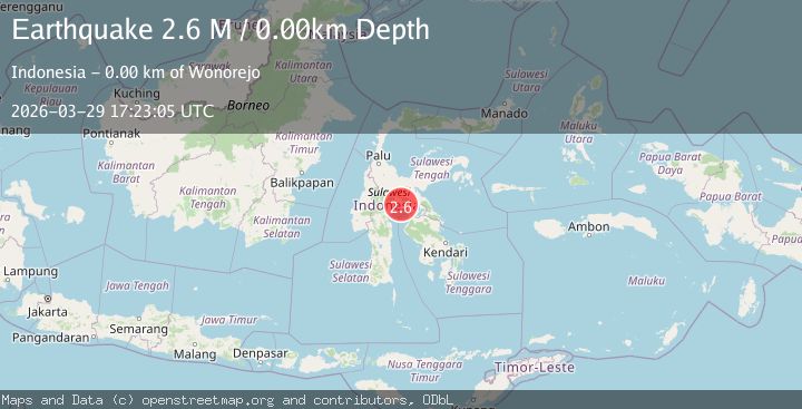 Map of Sulawesi, Indonesia
