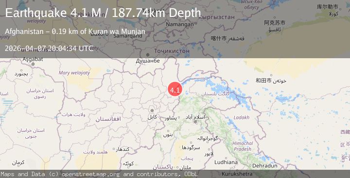 Map of Afghanistan-Tajikistan-Pakistan region