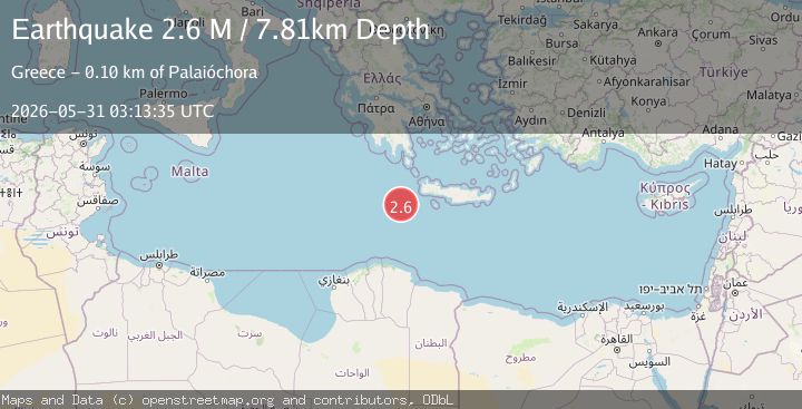 Map of central Mediterranean Sea