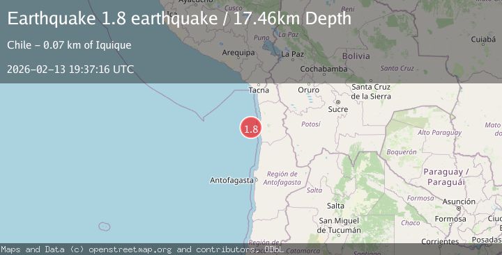 Map of near the coast of Tarapaca, Chile