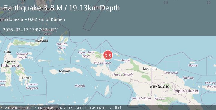 Map of near the north coast of Papua, Indonesia
